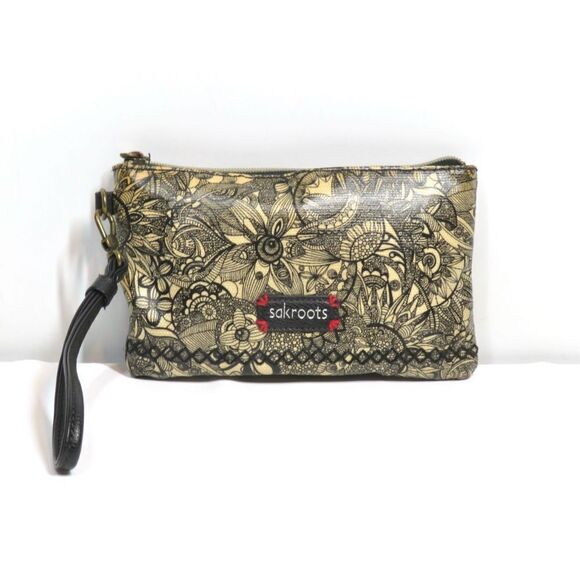 Sakroots Coated Black & Beige Sienna Spirit Desert Smartphone Charging Wristlet - Picture 1 of 6